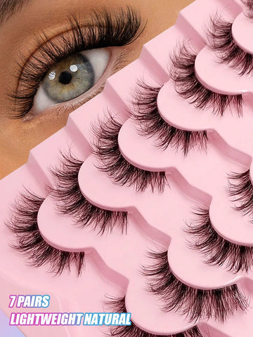 7 Pairs Natural Soft Fluffy Criss-Cross Lengthening Thick Faux Mink Eyelashes