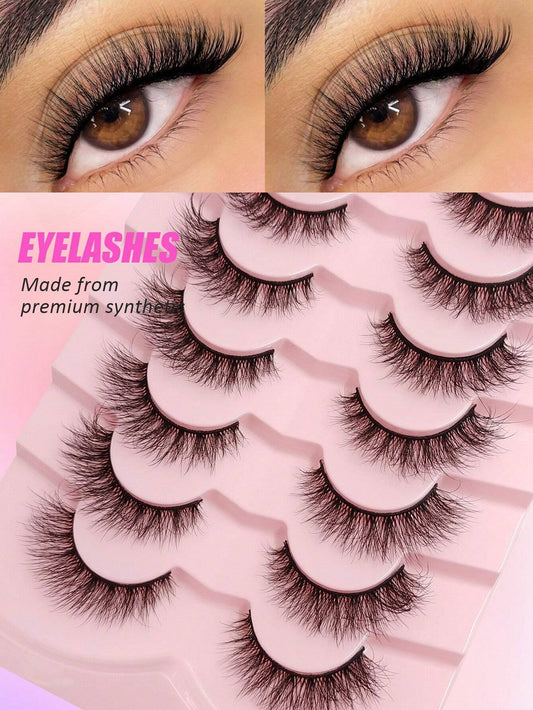 7 Pairs Natural Soft Fluffy Criss-Cross Lengthening Thick Faux Mink Eyelashes