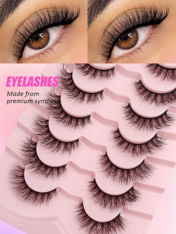 7 Pairs Natural Soft Fluffy Criss-Cross Lengthening Thick Faux Mink Eyelashes
