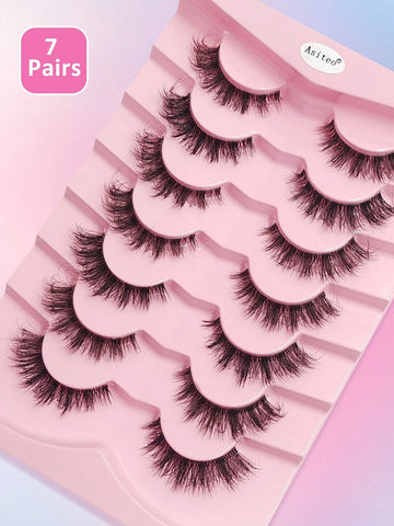 7 Pairs Natural Soft Fluffy Criss-Cross Lengthening Thick Faux Mink Eyelashes