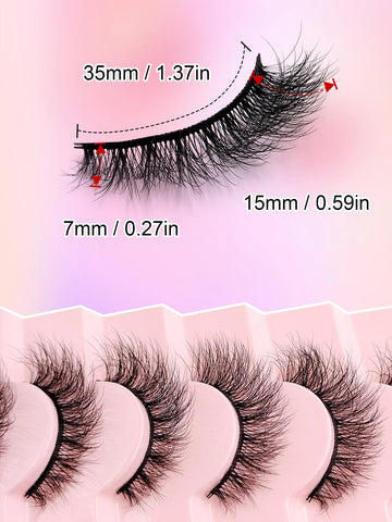 7 Pairs Natural Soft Fluffy Criss-Cross Lengthening Thick Faux Mink Eyelashes