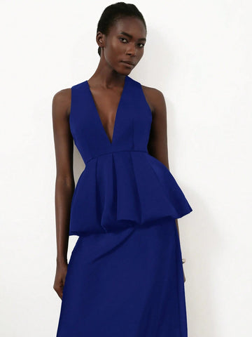 Aveloria Modichic Elegant Sleeveless Ruffle Hem Shirt With Cinched Waist Detail