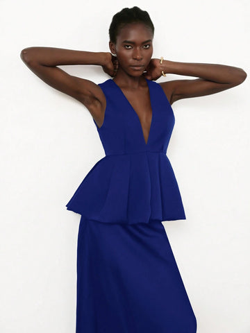 Aveloria Modichic Elegant Sleeveless Ruffle Hem Shirt With Cinched Waist Detail