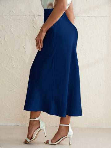 Aveloria Modichic Elegant Commuting Solid Satin Mermaid Hem Skirt