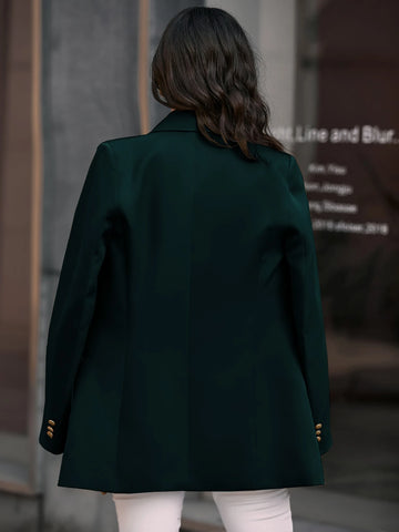 Solid Double Breasted Flap Detail Blazer