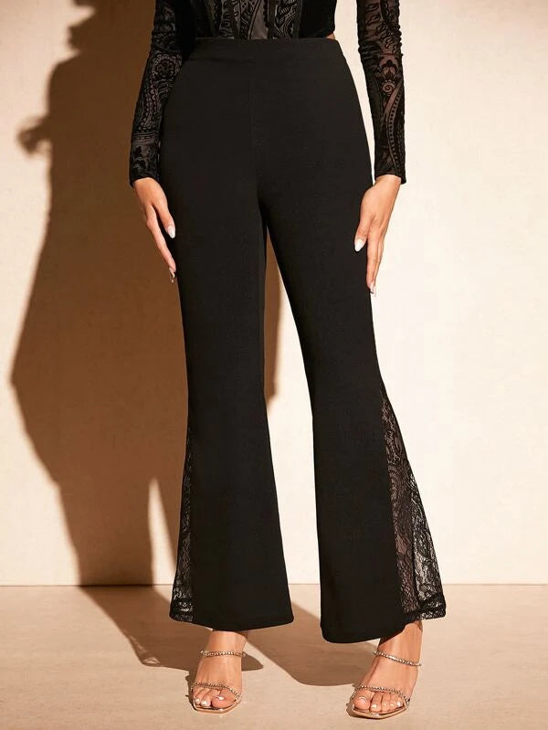 BAE Contrast Lace Flare Leg Pants