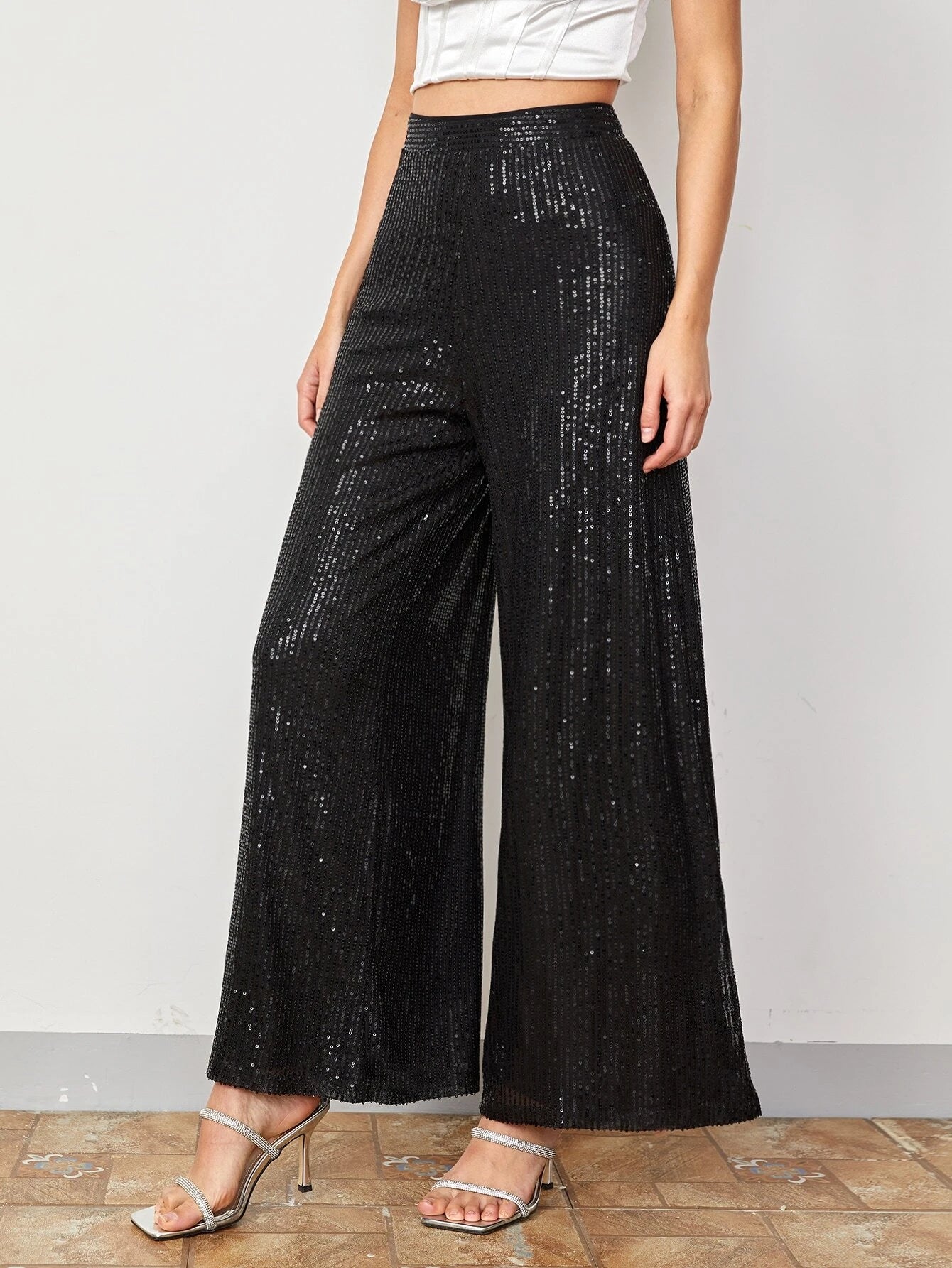 BAE High Waist Sequin Wide Leg Pants