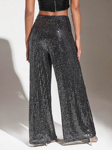 BAE High Waist Sequin Wide Leg Pants