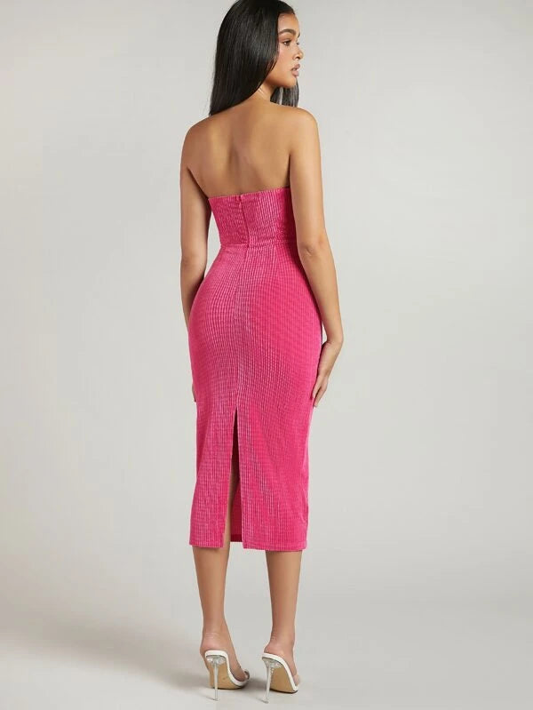 BAE Split Hem Glitter Tube Dress