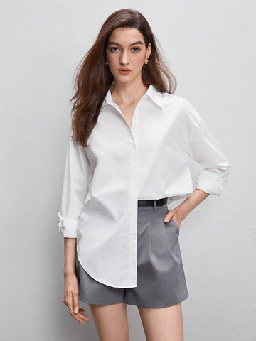 BIZwear Solid Button Front Shirt