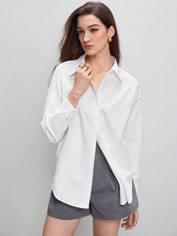 BIZwear Solid Button Front Shirt