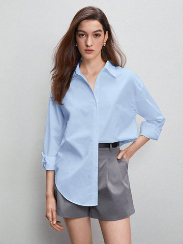 BIZwear Solid Button Front Shirt