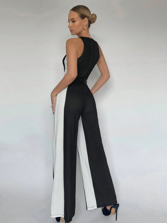 BIZwear Two Tone Wide Leg Jumpsuit Without Belt