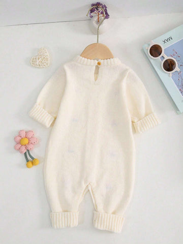 Baby Girl Casual Embroidered Long Sleeve Knitted Jumpsuit