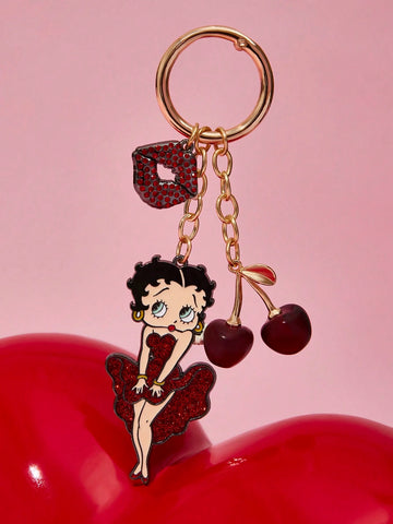 Fashionable & Elegant 3 D Cherry Shiny Alloy Keychain