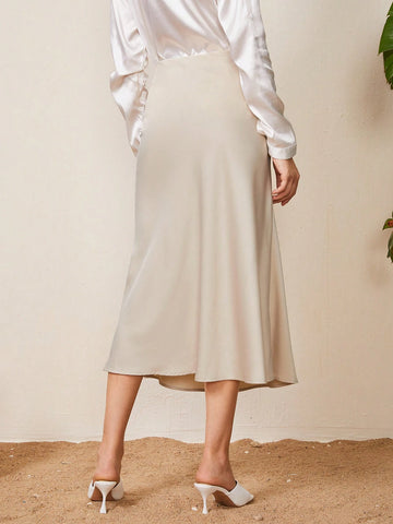 BizChic Zipper Detail Solid Skirt Workwear