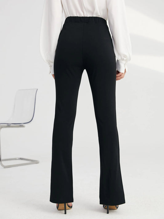 BizChic Solid Split Hem Pants Workwear