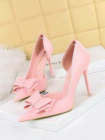 Bow Detail Stiletto Heeled Court Pumps