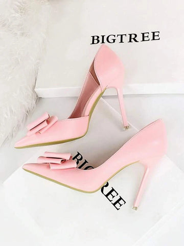 Bow Detail Stiletto Heeled Court Pumps