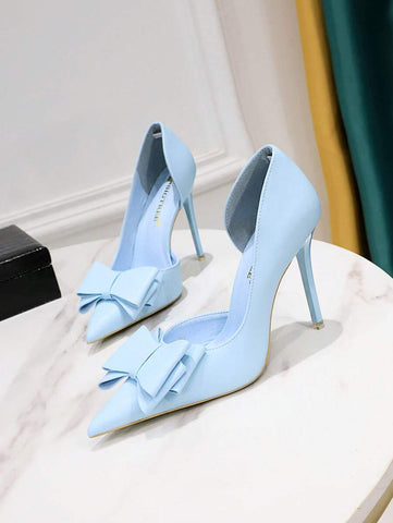 Bow Detail Stiletto Heeled Court Pumps