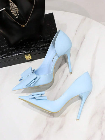 Bow Detail Stiletto Heeled Court Pumps