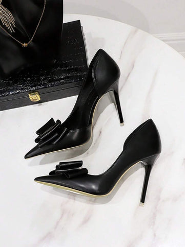 Bow Detail Stiletto Heeled Court Pumps