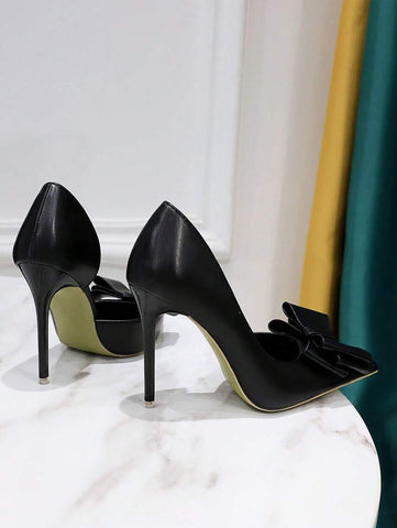 Bow Detail Stiletto Heeled Court Pumps