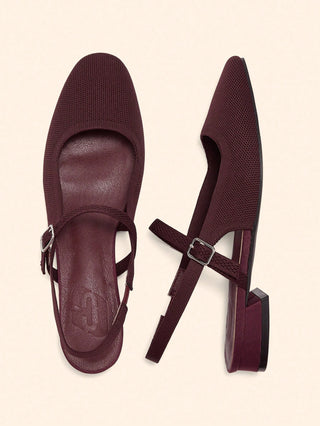 Low Heel Comfortable Square Toe Slingback Flats