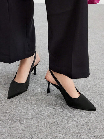 Patent Leather Side Buckle Sexy Pointed Toe Hollow-Out High Heel