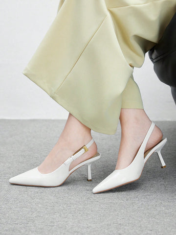 Patent Leather Side Buckle Sexy Pointed Toe Hollow-Out High Heel
