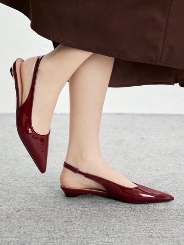 Women's New Square Buckle Pointed Toe Low Heel Flat