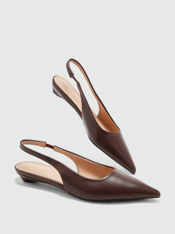 Women's New Square Buckle Pointed Toe Low Heel Flat