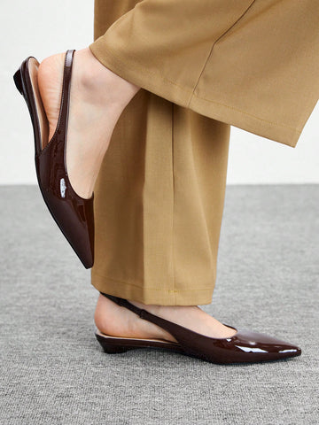 Women's New Square Buckle Pointed Toe Low Heel Flat