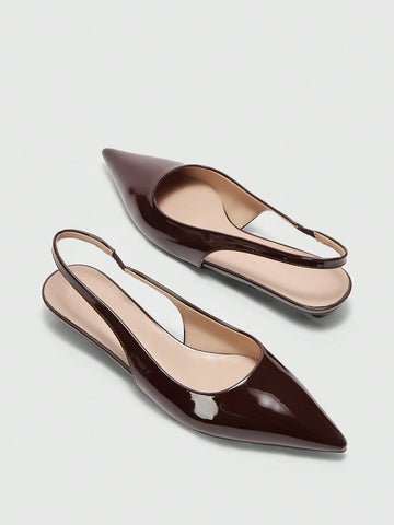 Women's New Square Buckle Pointed Toe Low Heel Flat