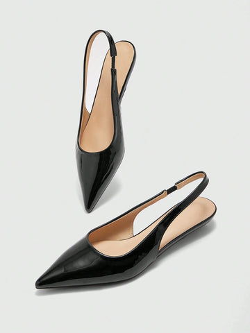 Women's New Square Buckle Pointed Toe Low Heel Flat