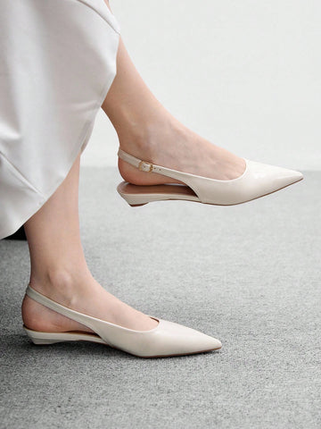 Women's New Square Buckle Pointed Toe Low Heel Flat