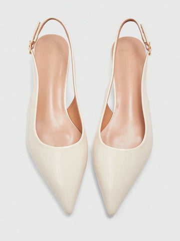 Women's New Square Buckle Pointed Toe Low Heel Flat