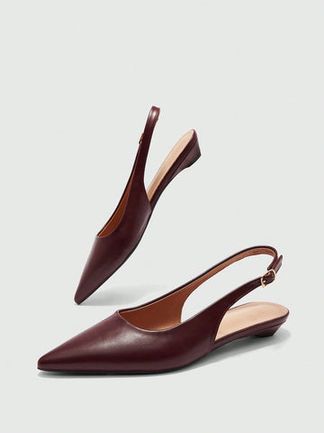 Women's New Square Buckle Pointed Toe Low Heel Flat