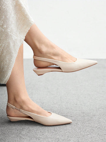 Women's New Square Buckle Pointed Toe Low Heel Flat