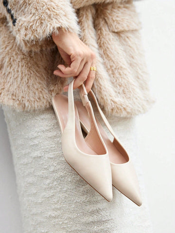 Women's New Square Buckle Pointed Toe Low Heel Flat