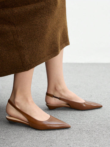 Women's New Square Buckle Pointed Toe Low Heel Flat