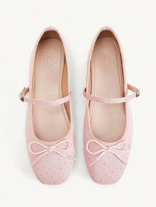 Mesh Embroidery Square Toe Mules