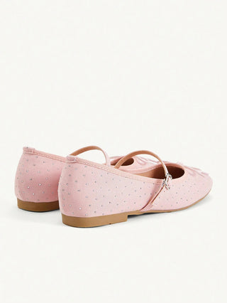 Mesh Embroidery Square Toe Mules