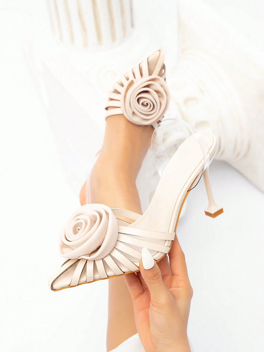 CUCCOO CHICEST Women's Elegant Decor Hollow Design Pointed Toe Leather Stiletto