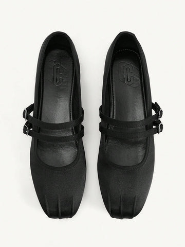 Mesh Embroidery Square Toe Mules