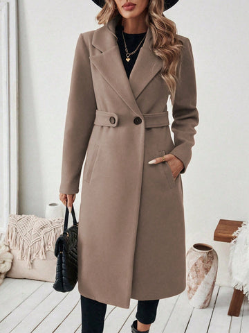 Women's Elegant Stand Collar Belted Jacket