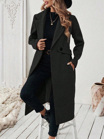 Women's Elegant Stand Collar Belted Jacket