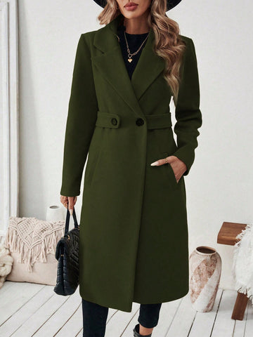 Women's Elegant Stand Collar Belted Jacket