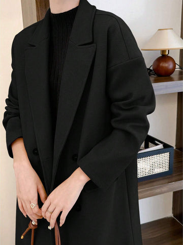 Pariaura Women's Long Gray Wool Coat With Button Closure