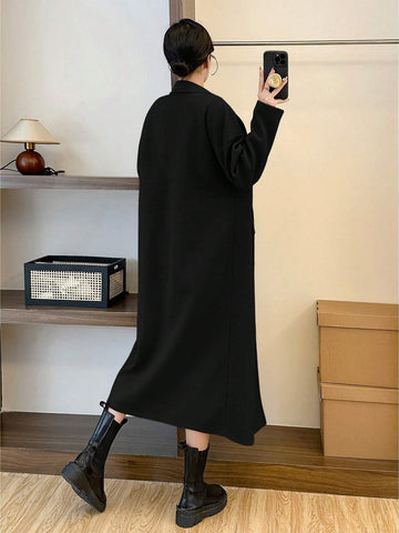 Pariaura Women's Long Gray Wool Coat With Button Closure